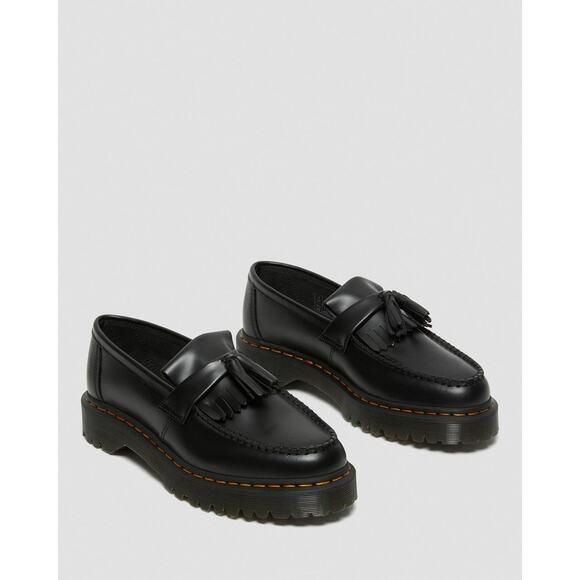 Dr. Martens Black Leather Adrian Bex Tassel Platform Preppy Loafers Size 9 - Picture 1 of 12